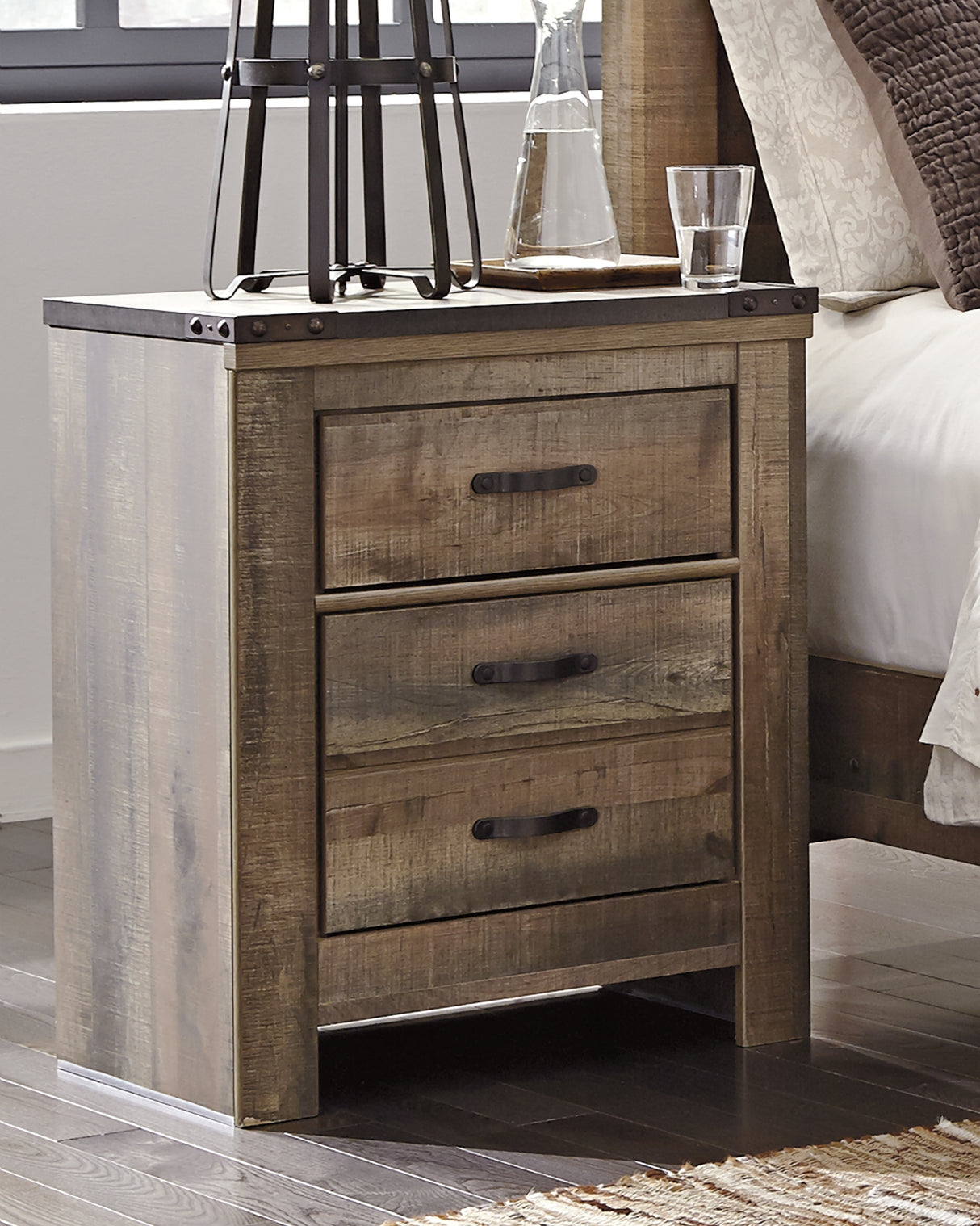 Furniture City Biloxi - Ashley Furniture - Trinell Bedroom - Two Drawer Night Stand / Brown - B446-92