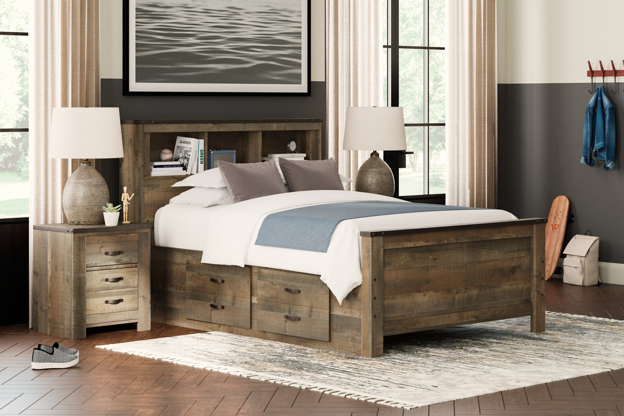 Furniture City Biloxi - Ashley Furniture - Trinell Bedroom - Full Bookcase Bed with 2 Storage Drawers / Brown - B446B16
