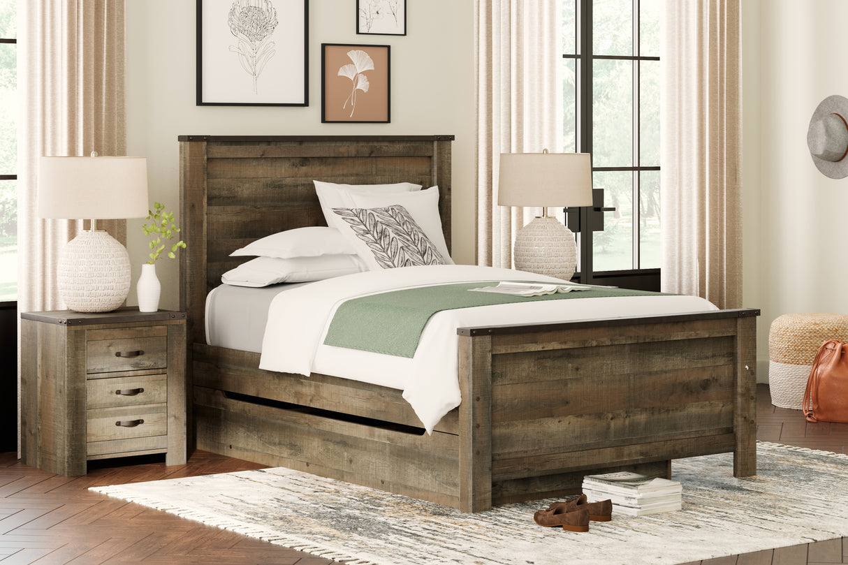 Furniture City Biloxi - Ashley Furniture - Trinell Bedroom - Full Panel Bed with 1 Large Storage Drawer / Brown - B446B9