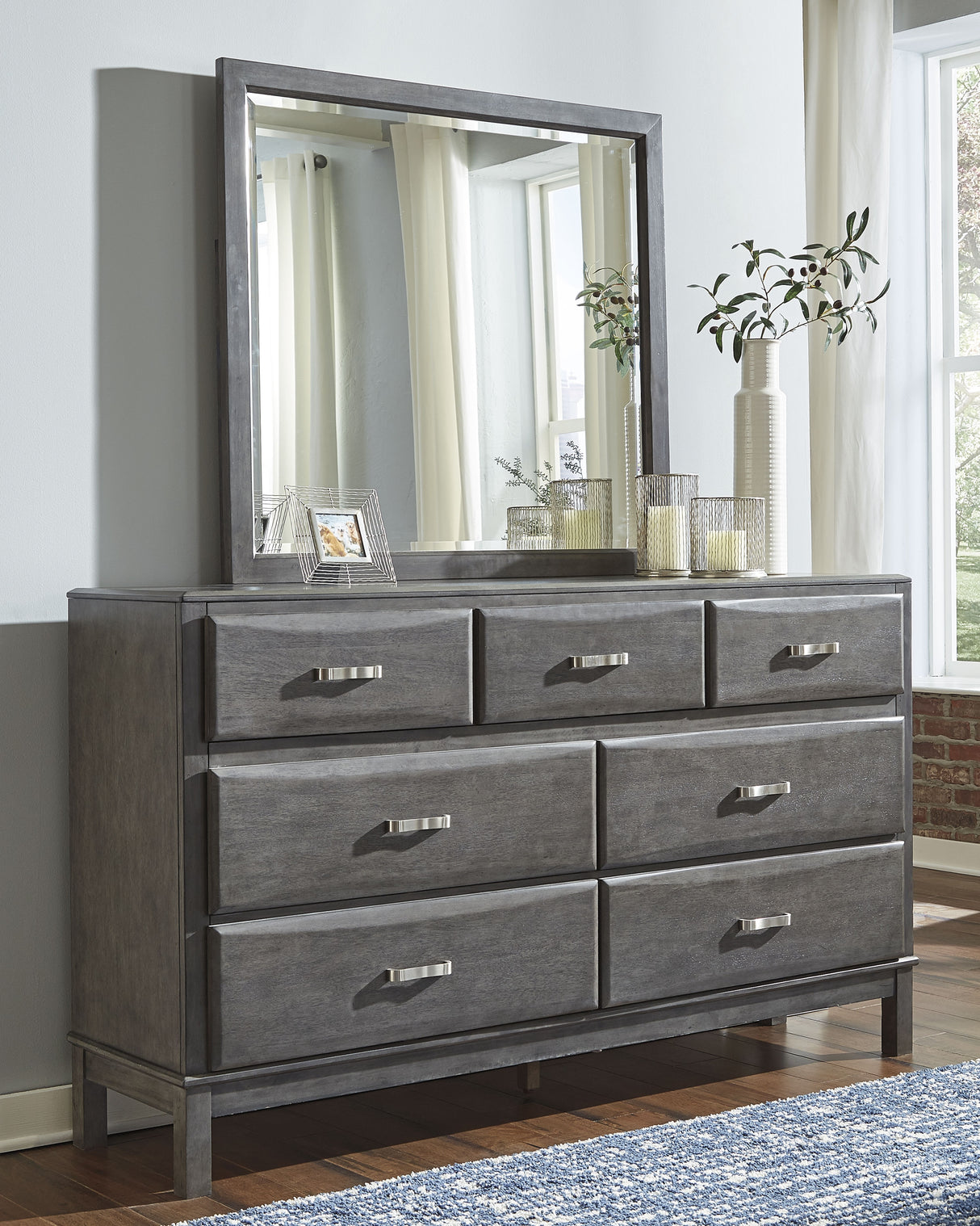 Furniture City Biloxi - Ashley Furniture - Caitbrook Bedroom - Dresser and Mirror / Gray - B476B1