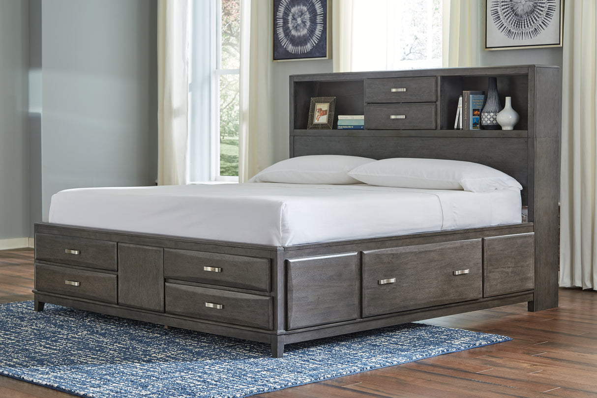 Furniture City Biloxi - Ashley Furniture - Caitbrook Bedroom - King Storage Bed with 8 Drawers / Gray - B476B6