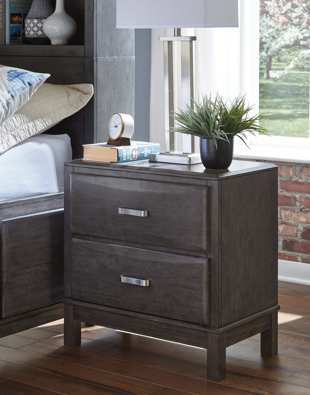 Furniture City Biloxi - Ashley Furniture - Caitbrook Bedroom - Two Drawer Night Stand / Gray - B476-92