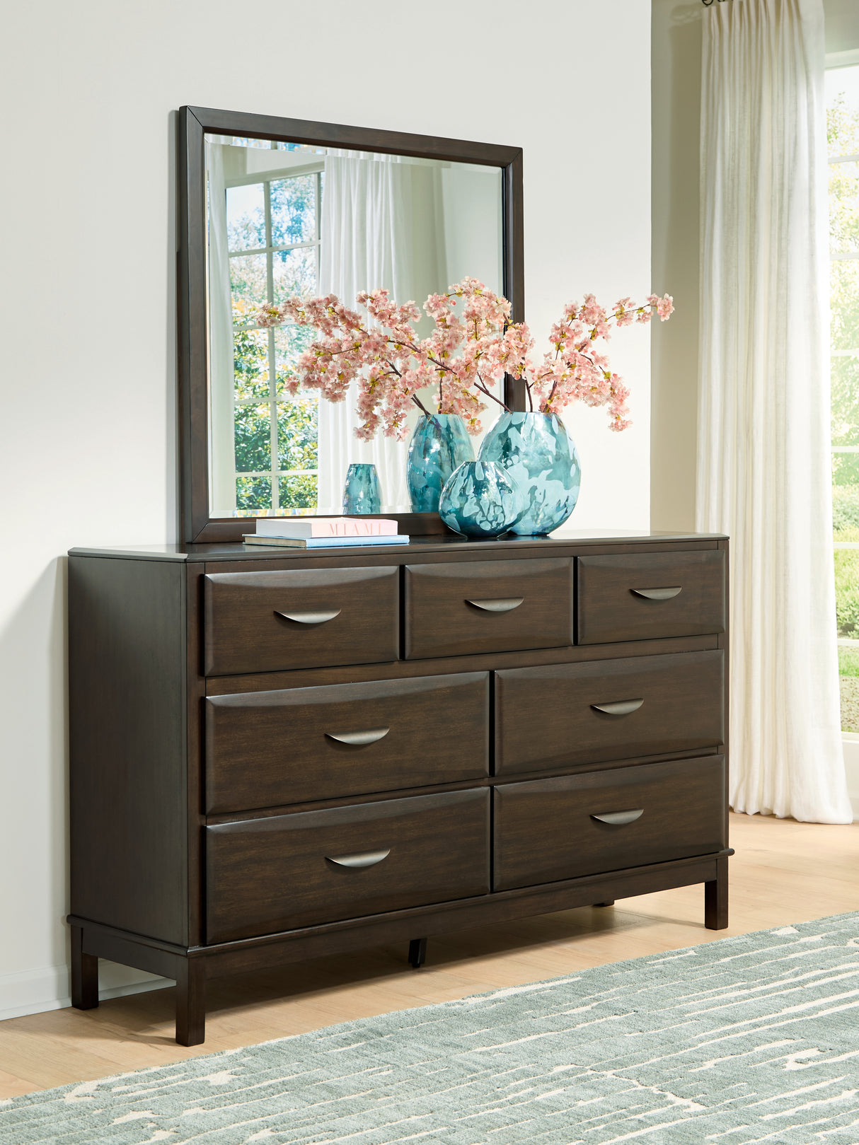 Furniture City Biloxi - Ashley Furniture - Vanmore Bedroom - Dresser and Mirror / Dark Brown - B479B1