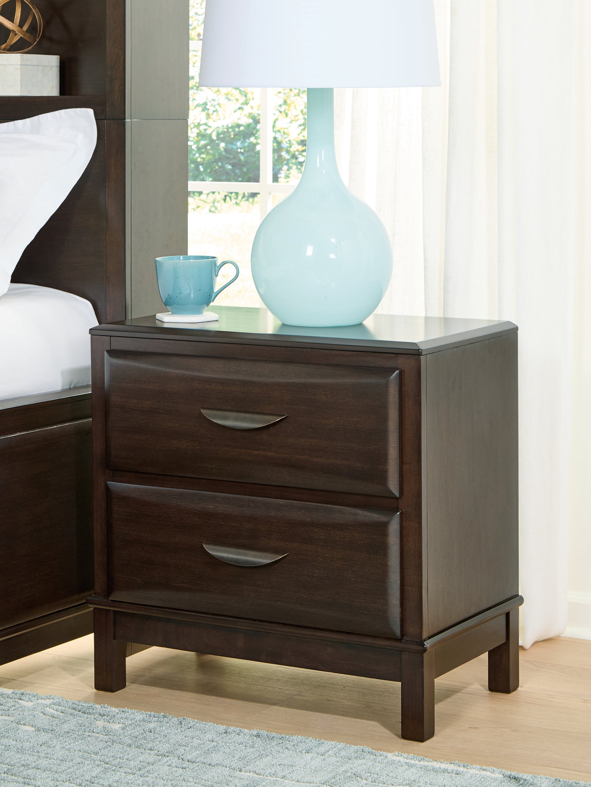 Furniture City Biloxi - Ashley Furniture - Vanmore Bedroom - Two Drawer Night Stand / Dark Brown - B479-92