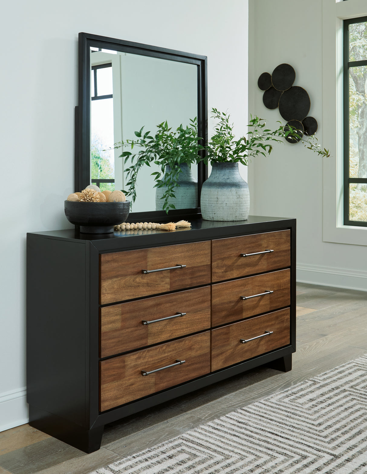Furniture City Biloxi - Ashley Furniture - Kraeburn Bedroom - Dresser and Mirror / Brown/Black - B496B1