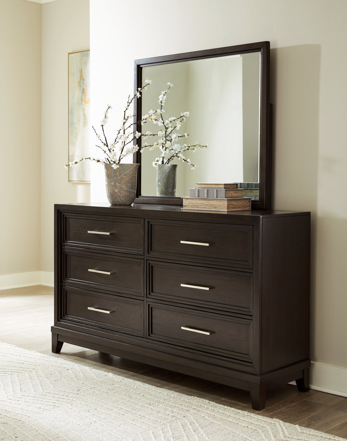 Furniture City Biloxi - Ashley Furniture - Neymorton Bedroom - Dresser and Mirror / Dark Grayish Brown - B618B1