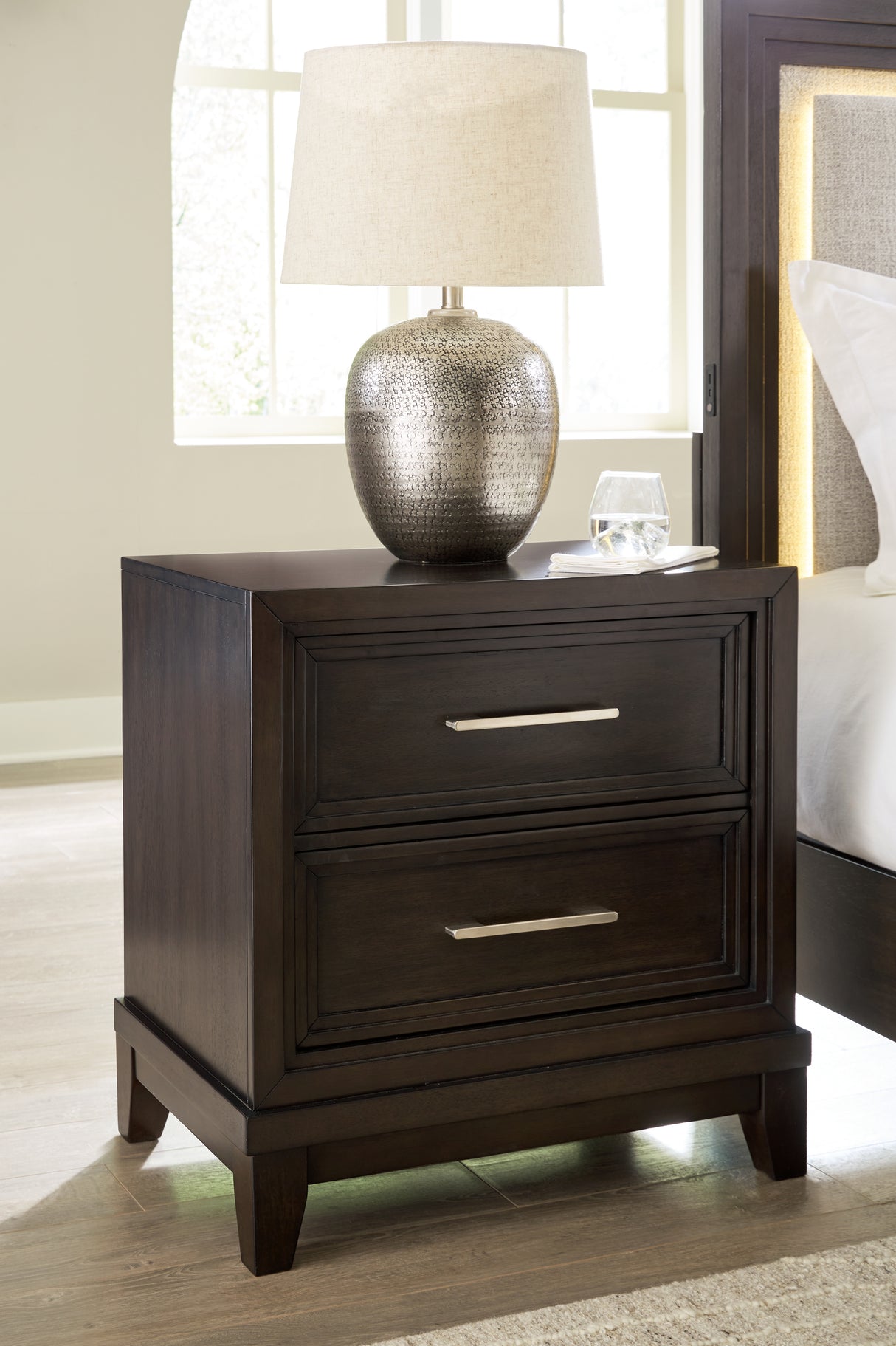 Furniture City Biloxi - Ashley Furniture - Neymorton Bedroom - Two Drawer Night Stand / Dark Grayish Brown - B618-92