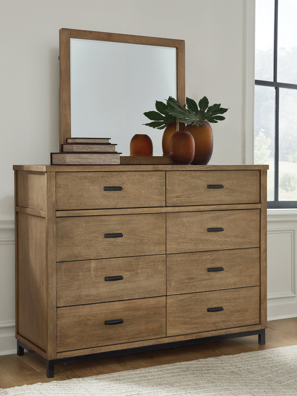 Furniture City Biloxi - Ashley Furniture - Tomtyn Bedroom - Dresser and Mirror / Light Brown - B622B1