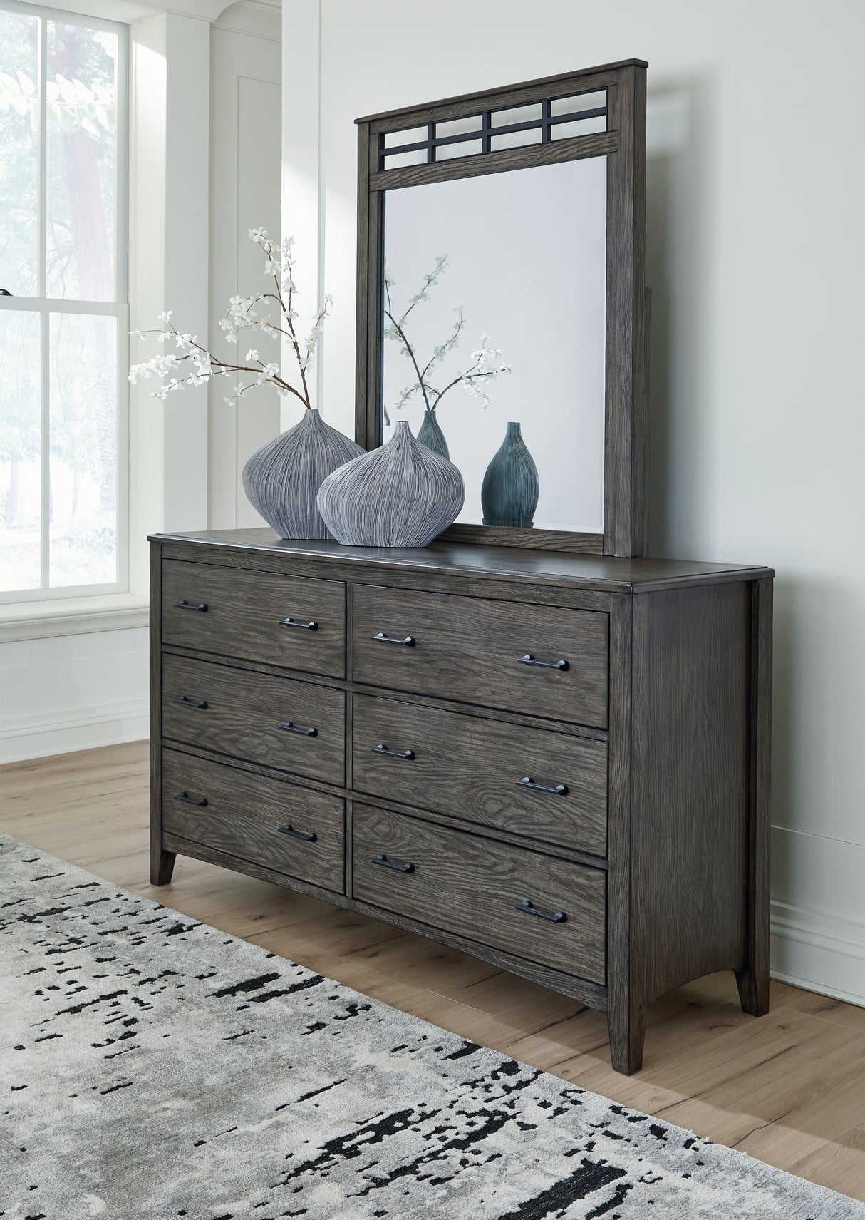 Furniture City Biloxi - Ashley Furniture - Montillan Bedroom - Dresser and Mirror / Grayish Brown - B651B1