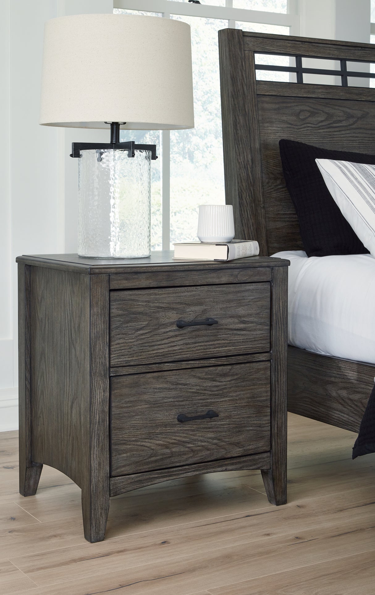 Furniture City Biloxi - Ashley Furniture - Montillan Bedroom - Two Drawer Night Stand / Grayish Brown - B651-92