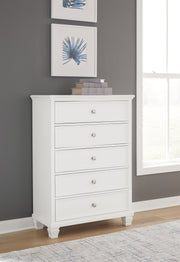 Furniture City Biloxi - Ashley Furniture - Fortman Bedroom - Five Drawer Chest / White - B680-46