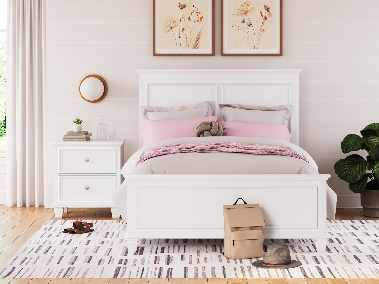Furniture City Biloxi - Ashley Furniture - Fortman Bedroom - Full Panel Bed / White - B680B8