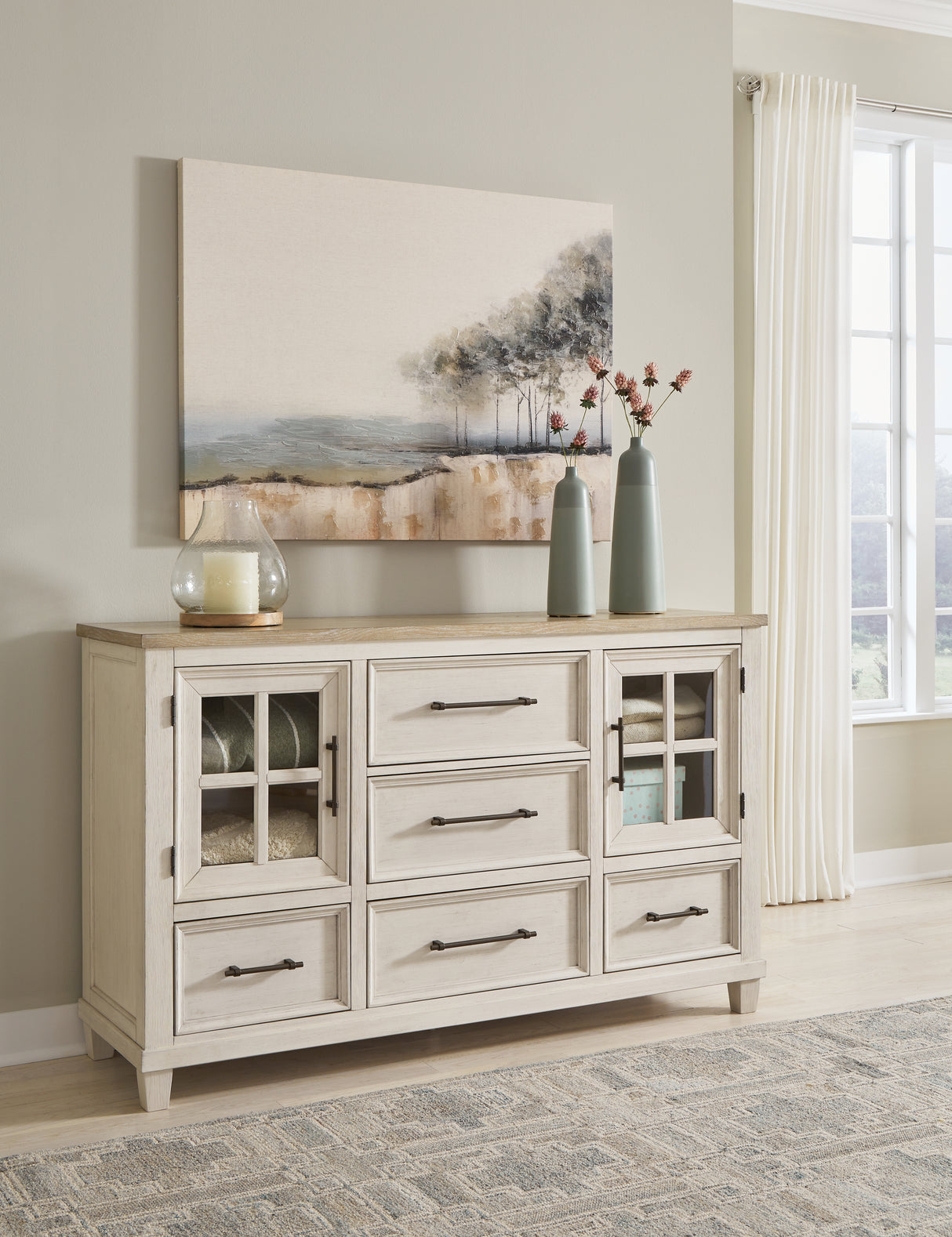 Furniture City Biloxi - Ashley Furniture - Shaybrock Bedroom - Dresser / Antique White/Brown - B683-31
