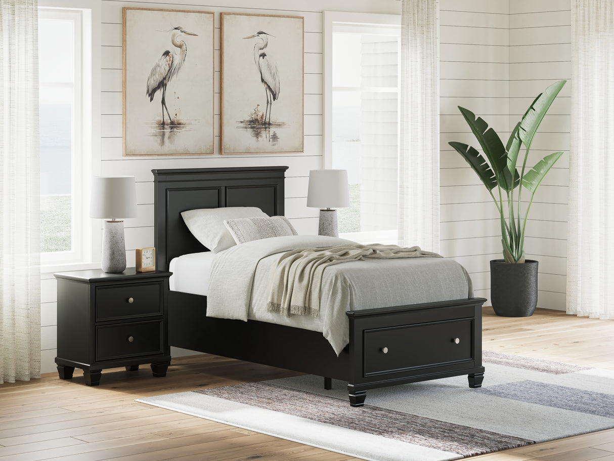Furniture City Biloxi - Ashley Furniture - Lanolee Bedroom - Twin Panel Storage Bed / Black - B687B21