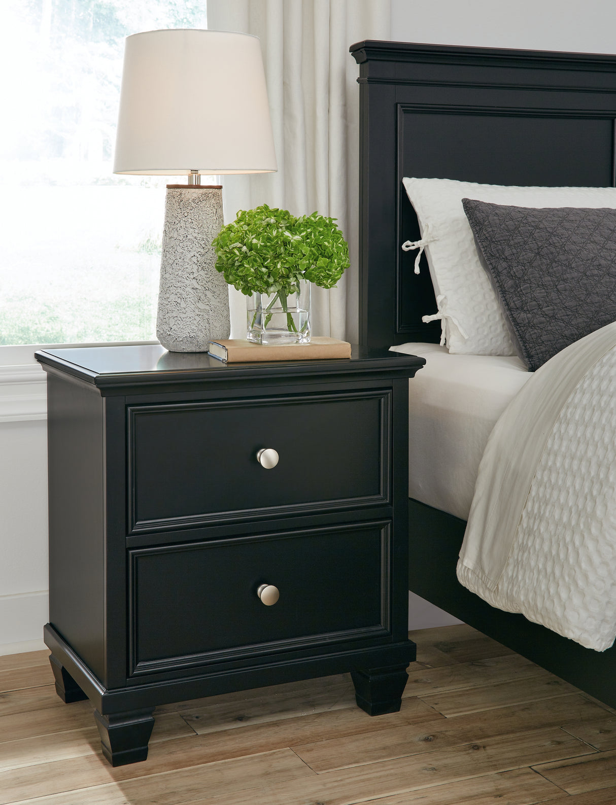 Furniture City Biloxi - Ashley Furniture - Lanolee Bedroom - Two Drawer Night Stand / Black - B687-92