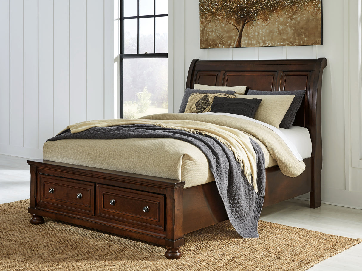 Furniture City Biloxi - Ashley Furniture - Porter Bedroom - Queen Sleigh Storage Bed / Rustic Brown - B697B43