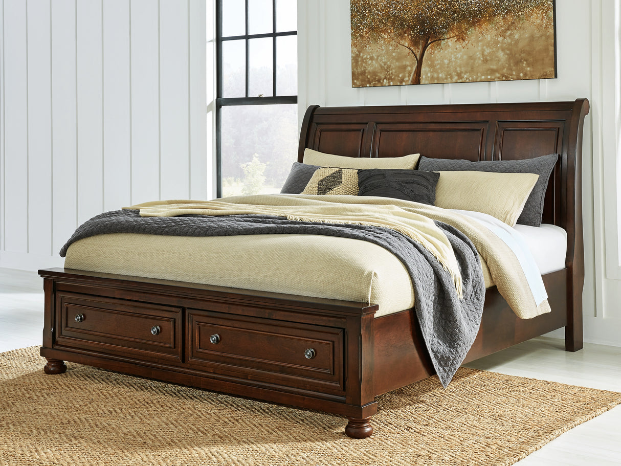 Furniture City Biloxi - Ashley Furniture - Porter Bedroom - California King Sleigh Storage Bed / Rustic Brown - B697B47