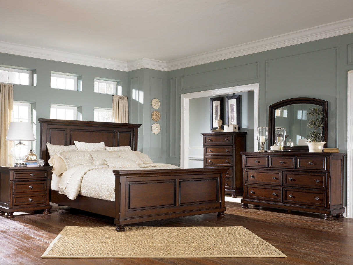 Furniture City Biloxi - Ashley Furniture - Porter Bedroom - Queen Panel Bed / Rustic Brown - B697B2