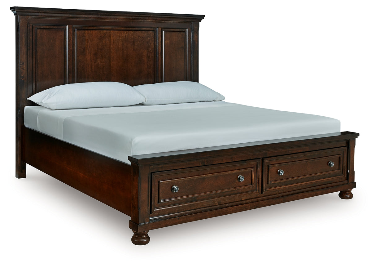 Furniture City Biloxi - Ashley Furniture - Porter Bedroom - King Panel Storage Bed / Rustic Brown - B697B44