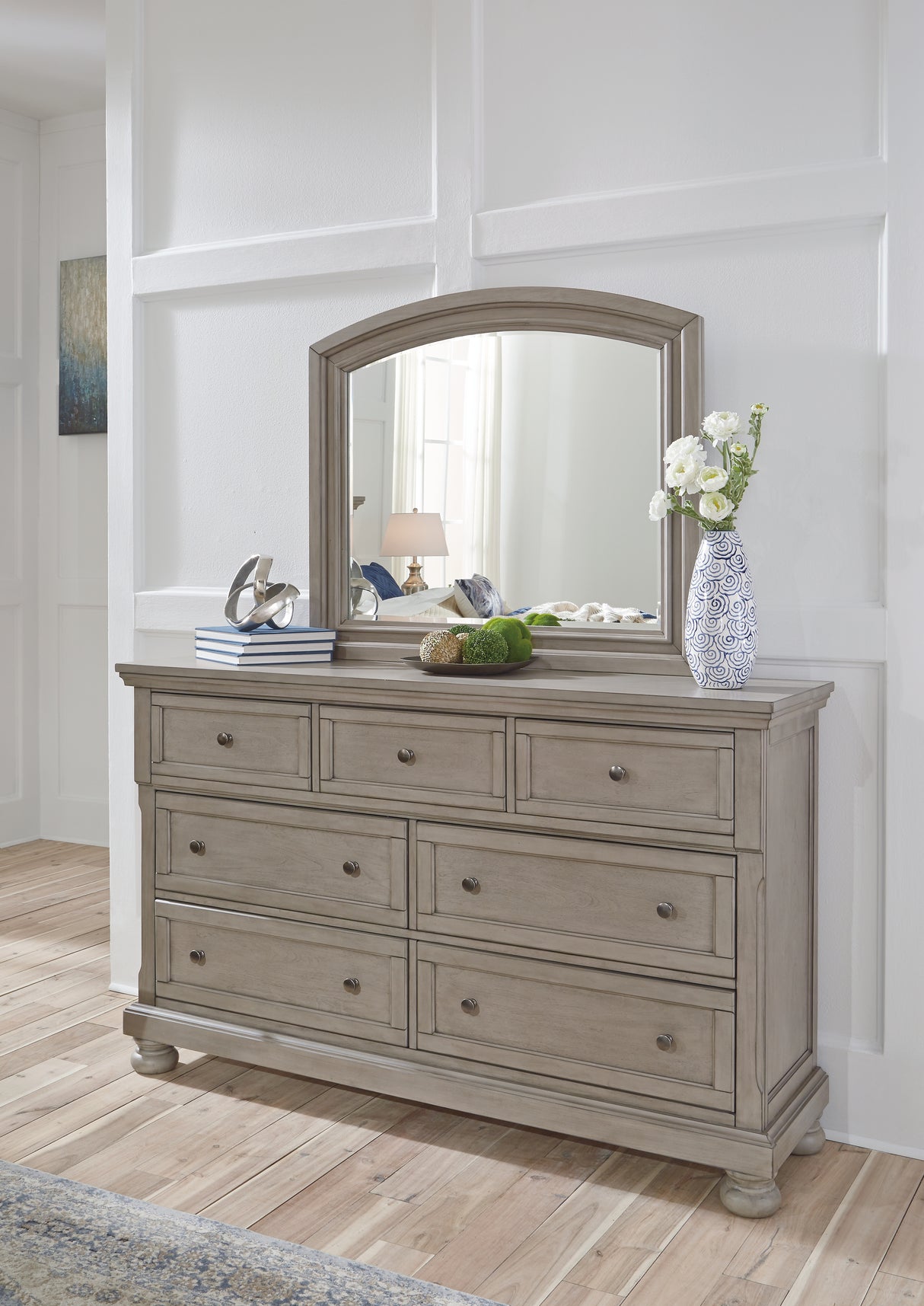 Furniture City Biloxi - Ashley Furniture - Lettner Bedroom - Dresser and Mirror / Light Gray - B733B1