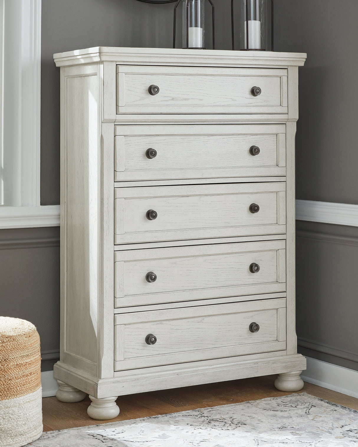 Furniture City Biloxi - Ashley Furniture - Robbinsdale Bedroom - King Panel Storage Bed / Antique White - B742B25