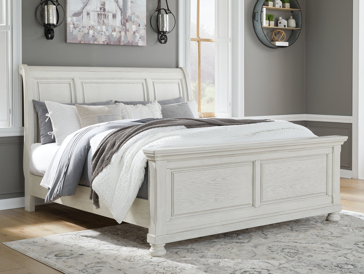 Furniture City Biloxi - Ashley Furniture - Robbinsdale Bedroom - King Sleigh Bed / Antique White - B742B22