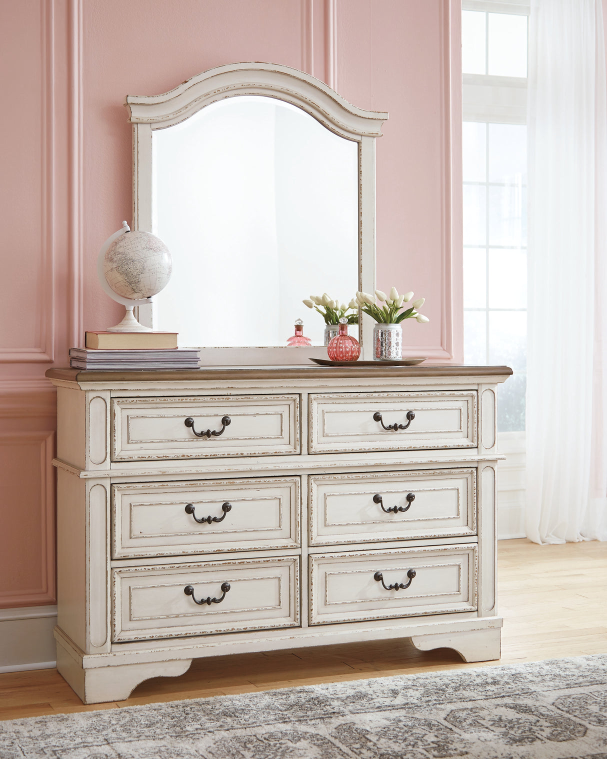 Furniture City Biloxi - Ashley Furniture - Realyn Bedroom - Dresser and Mirror / Chipped White - B743B12