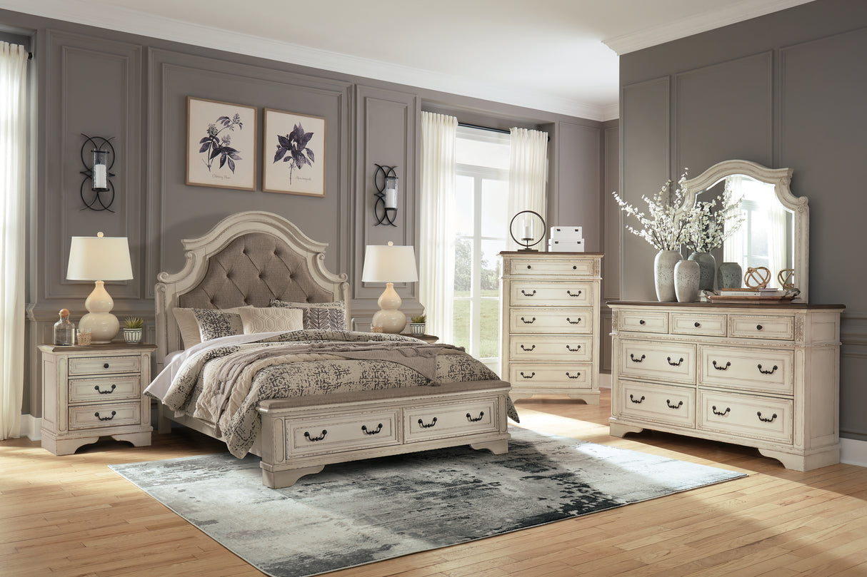 Furniture City Biloxi - Ashley Furniture - Realyn Bedroom - Queen Upholstered Storage Bed / Two-tone - B743B18