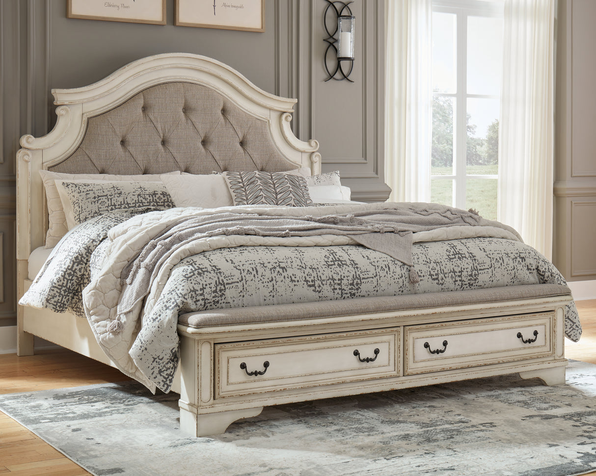 Furniture City Biloxi - Ashley Furniture - Realyn Bedroom - King Upholstered Storage Bed / Two-tone - B743B20