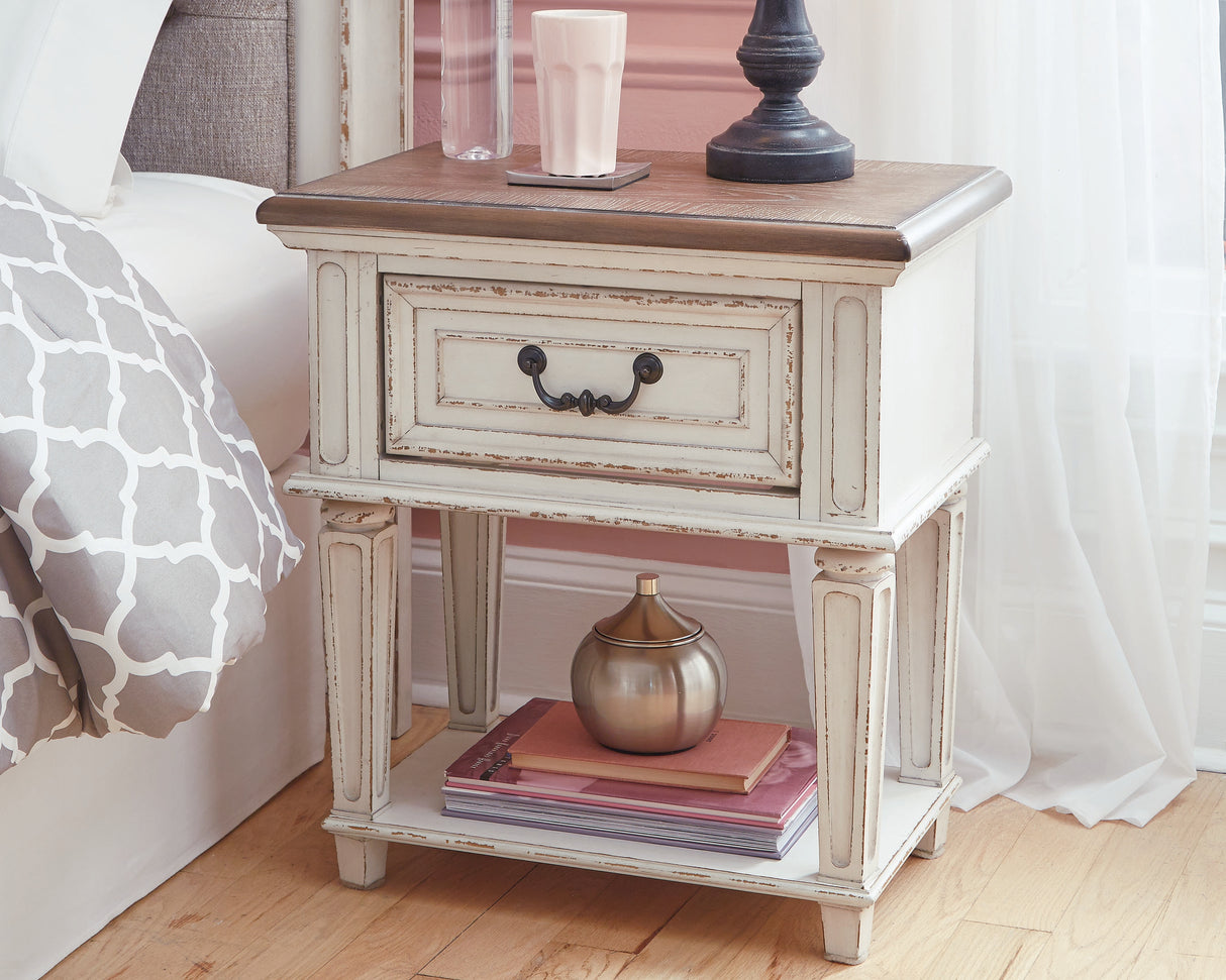 Furniture City Biloxi - Ashley Furniture - Realyn Bedroom - One Drawer Night Stand / Chipped White - B743-91
