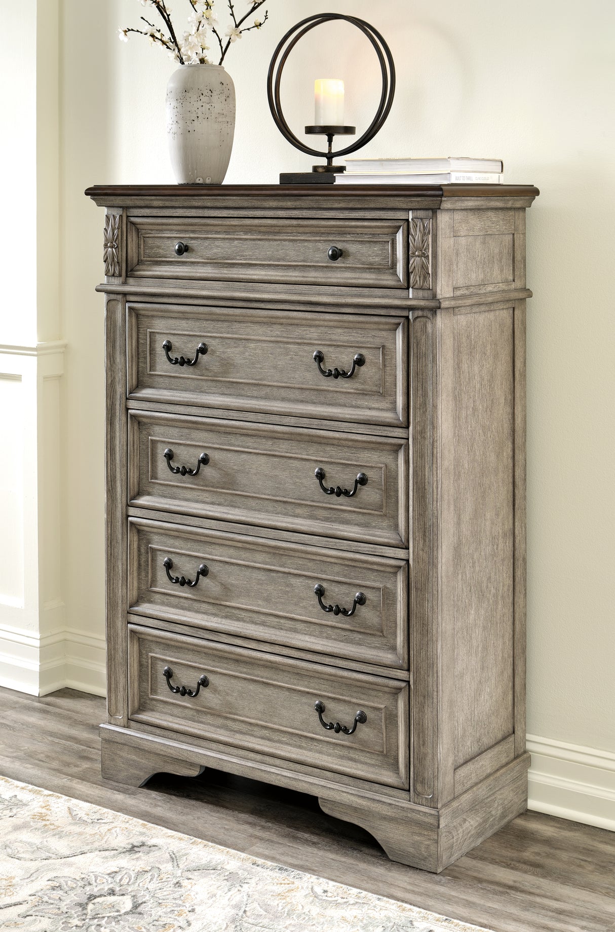 Furniture City Biloxi - Ashley Furniture - Lodenbay Bedroom - Five Drawer Chest / Antique Gray/Brown - B751-46