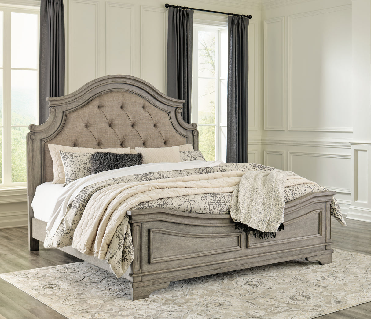 Furniture City Biloxi - Ashley Furniture - Lodenbay Bedroom - King Panel Bed / Antique Gray - B751B4