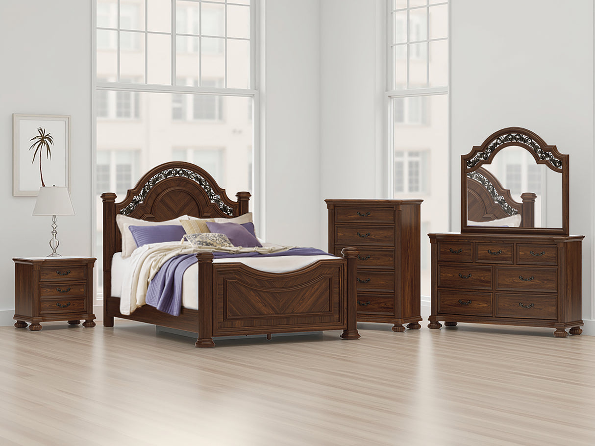 Furniture City Biloxi - Ashley Furniture - Lavinton Bedroom - Queen Poster Bed / Brown - B764B5