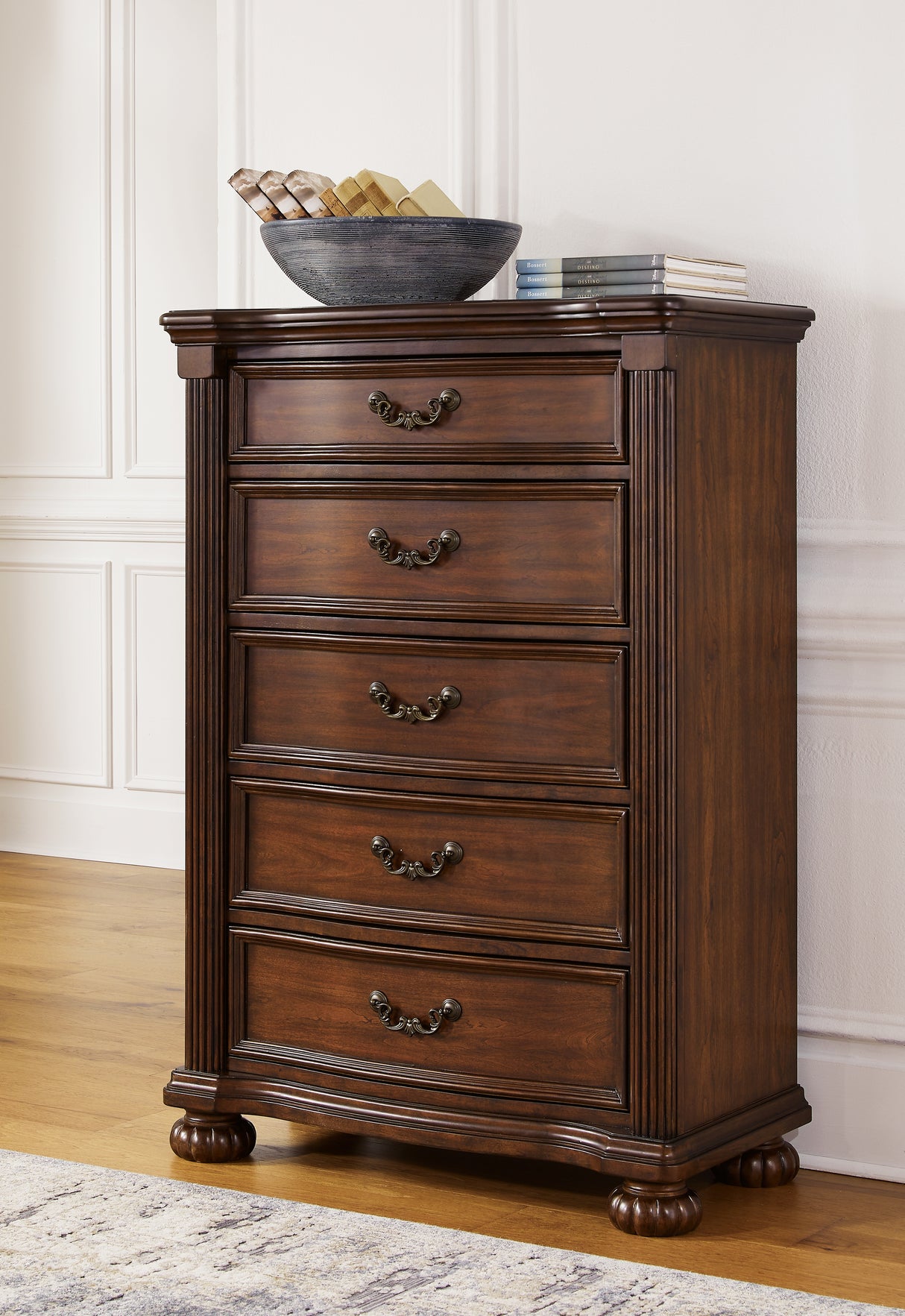 Furniture City Biloxi - Ashley Furniture - Lavinton Bedroom - Five Drawer Chest / Brown - B764-46