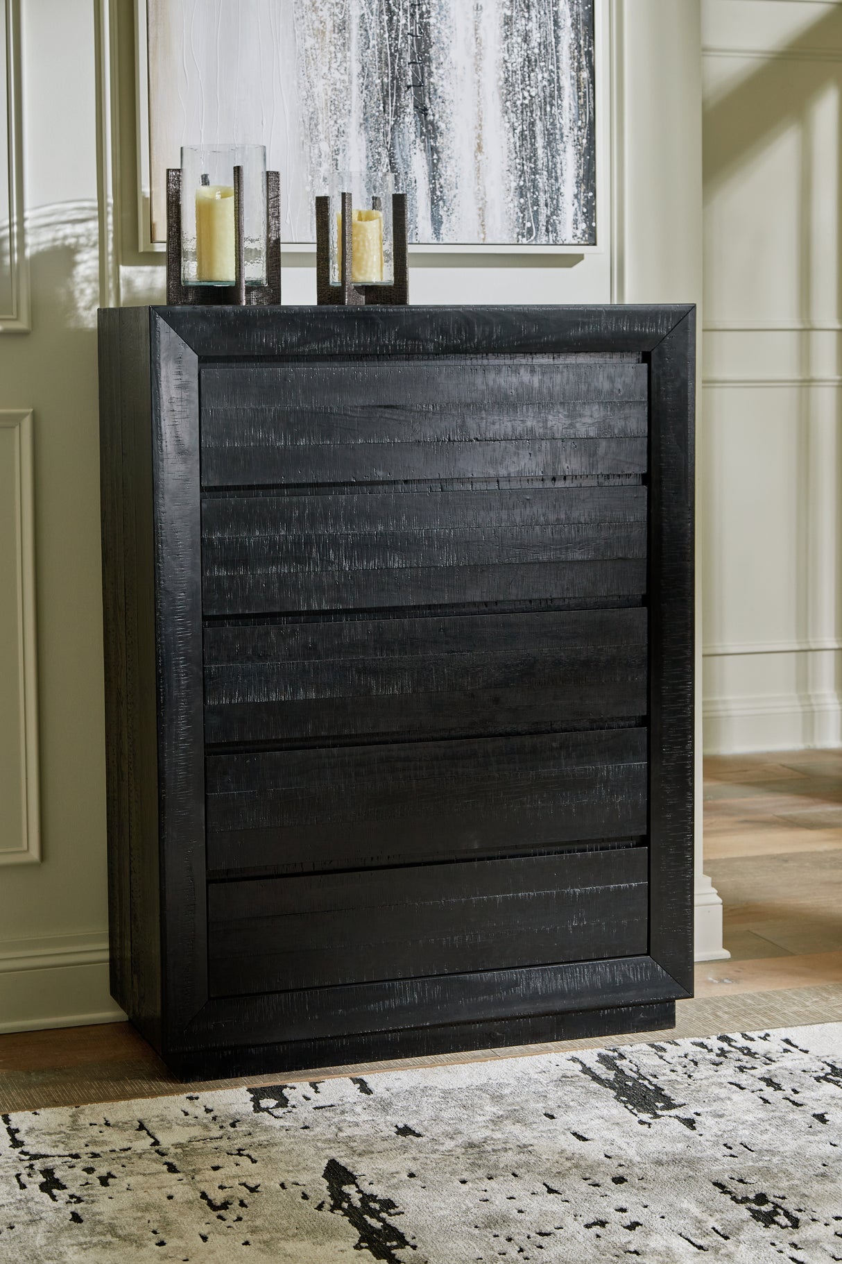 Furniture City Biloxi - Ashley Furniture - Londer Bedroom - Five Drawer Chest / Black - B768-46