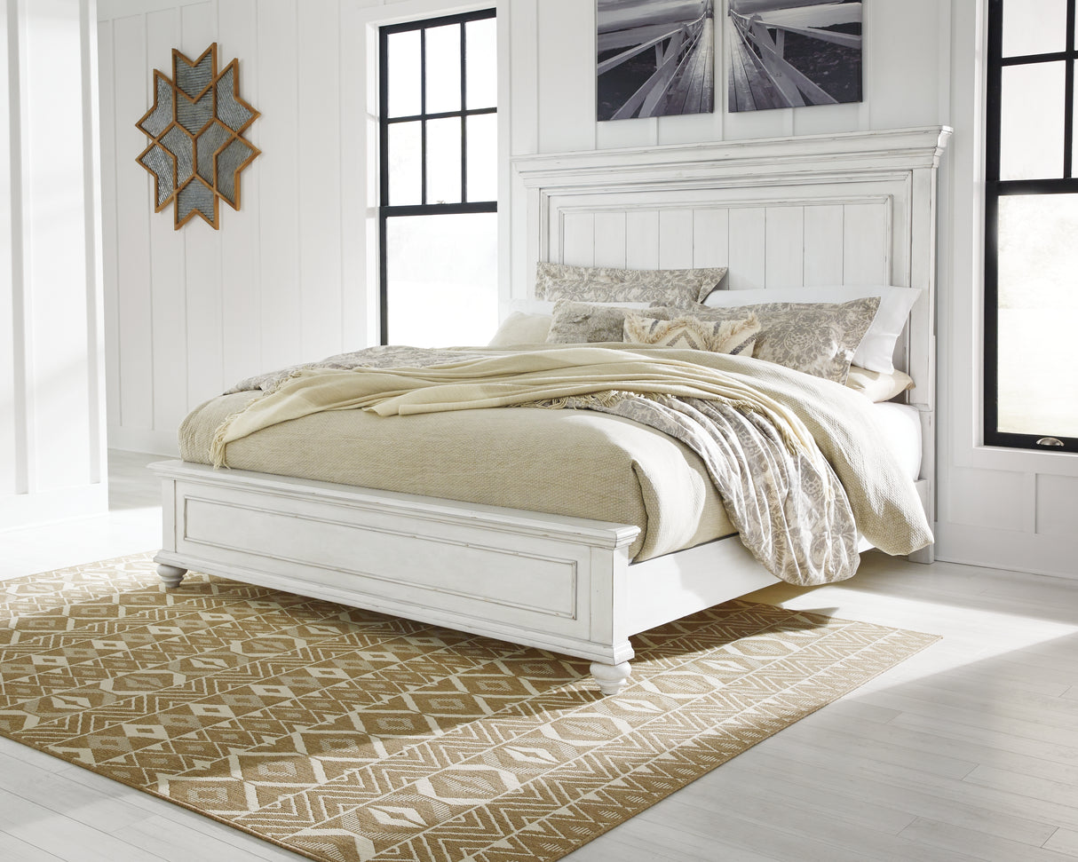 Furniture City Biloxi - Ashley Furniture - Kanwyn Bedroom - King Panel Bed / Whitewash - B777B8