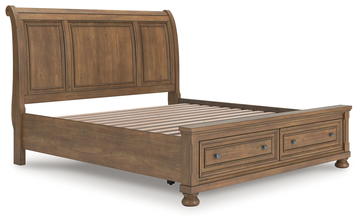 Furniture City Biloxi - Ashley Furniture - Feddinger Bedroom - King Storage Sleigh Bed / Medium Brown - PCB779B8