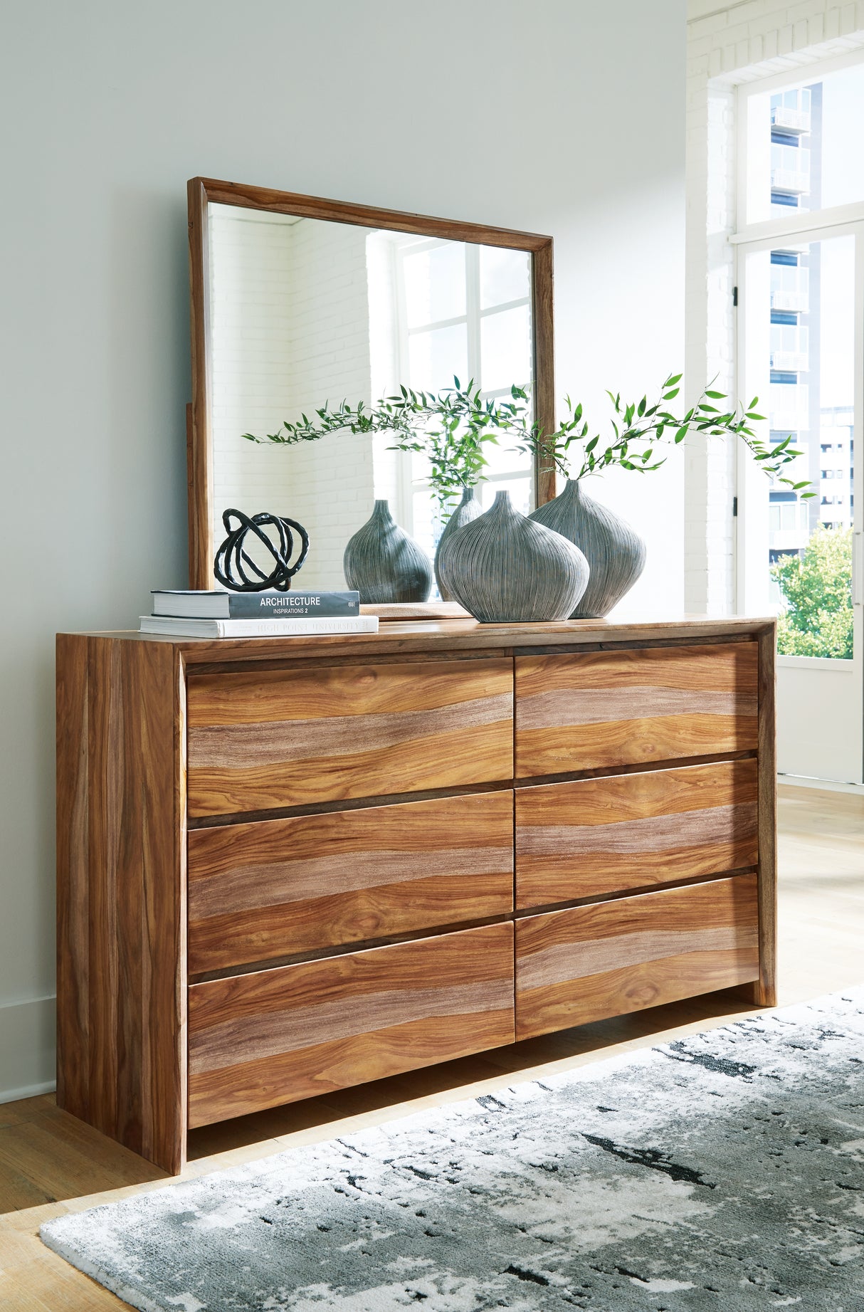 Furniture City Biloxi - Ashley Furniture - Dressonni Bedroom - Dresser and Mirror / Brown - B790B1