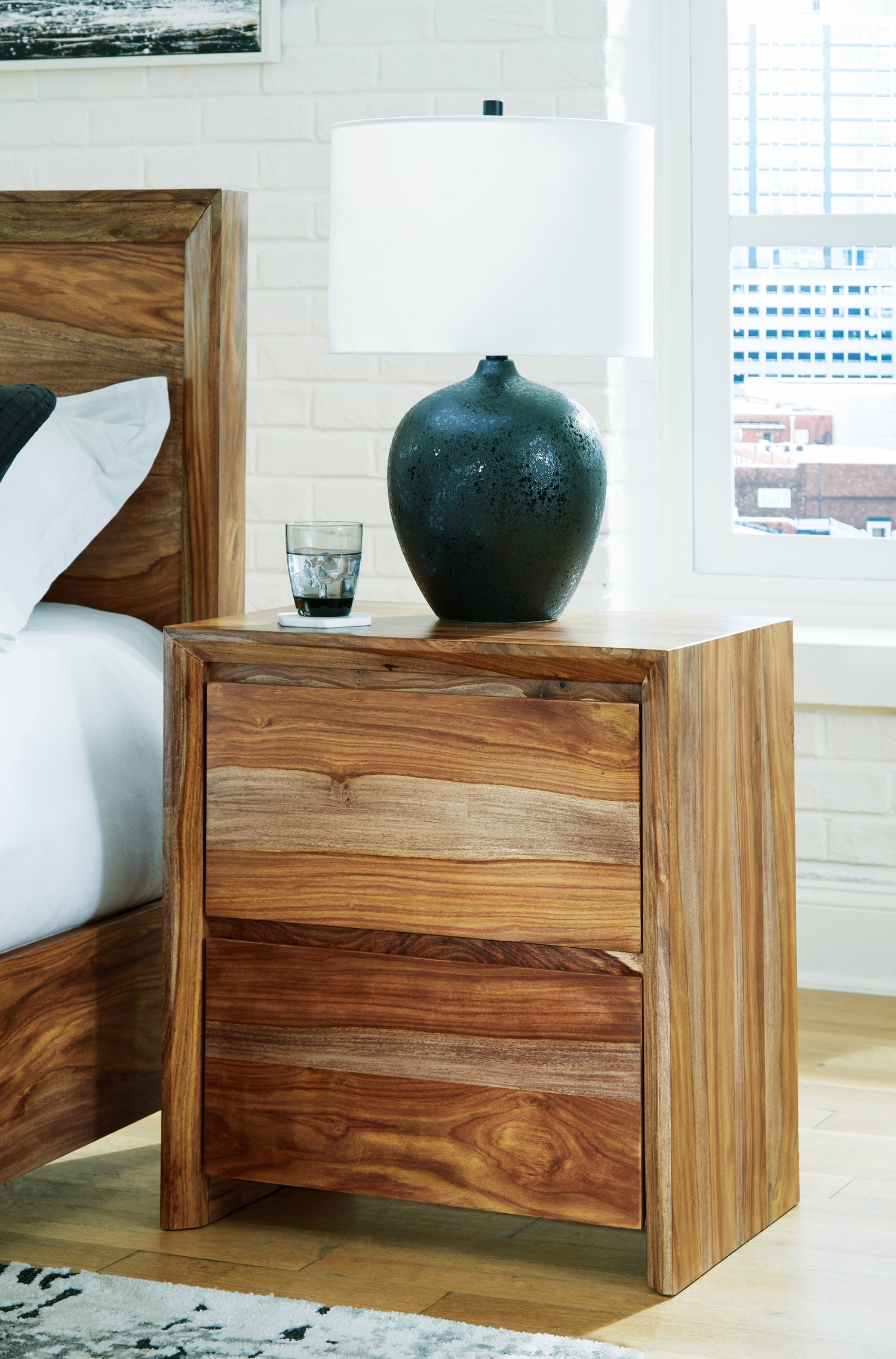 Furniture City Biloxi - Ashley Furniture - Dressonni Bedroom - Two Drawer Night Stand / Brown - B790-92