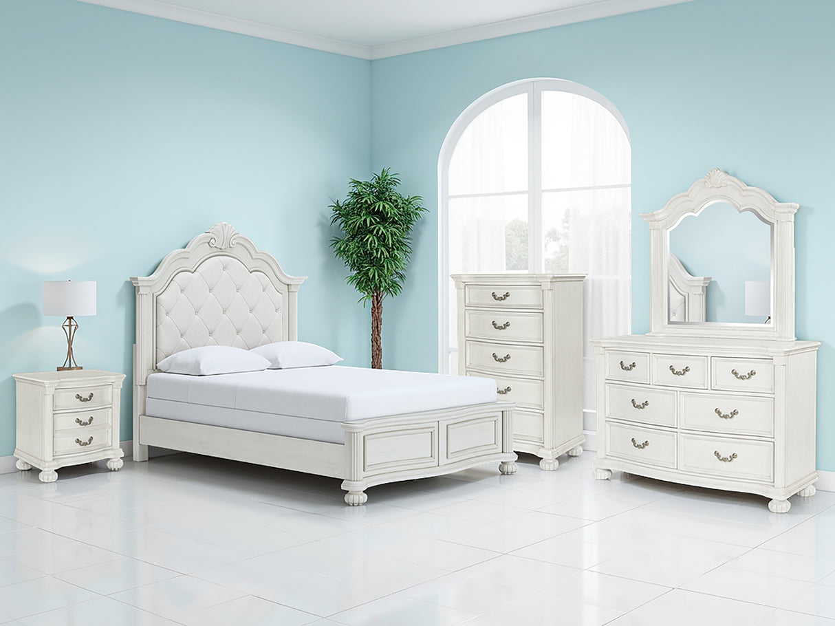 Furniture City Biloxi - Ashley Furniture - Montelaine Bedroom - Queen Upholstered Panel Bed / Antique White - B795B2