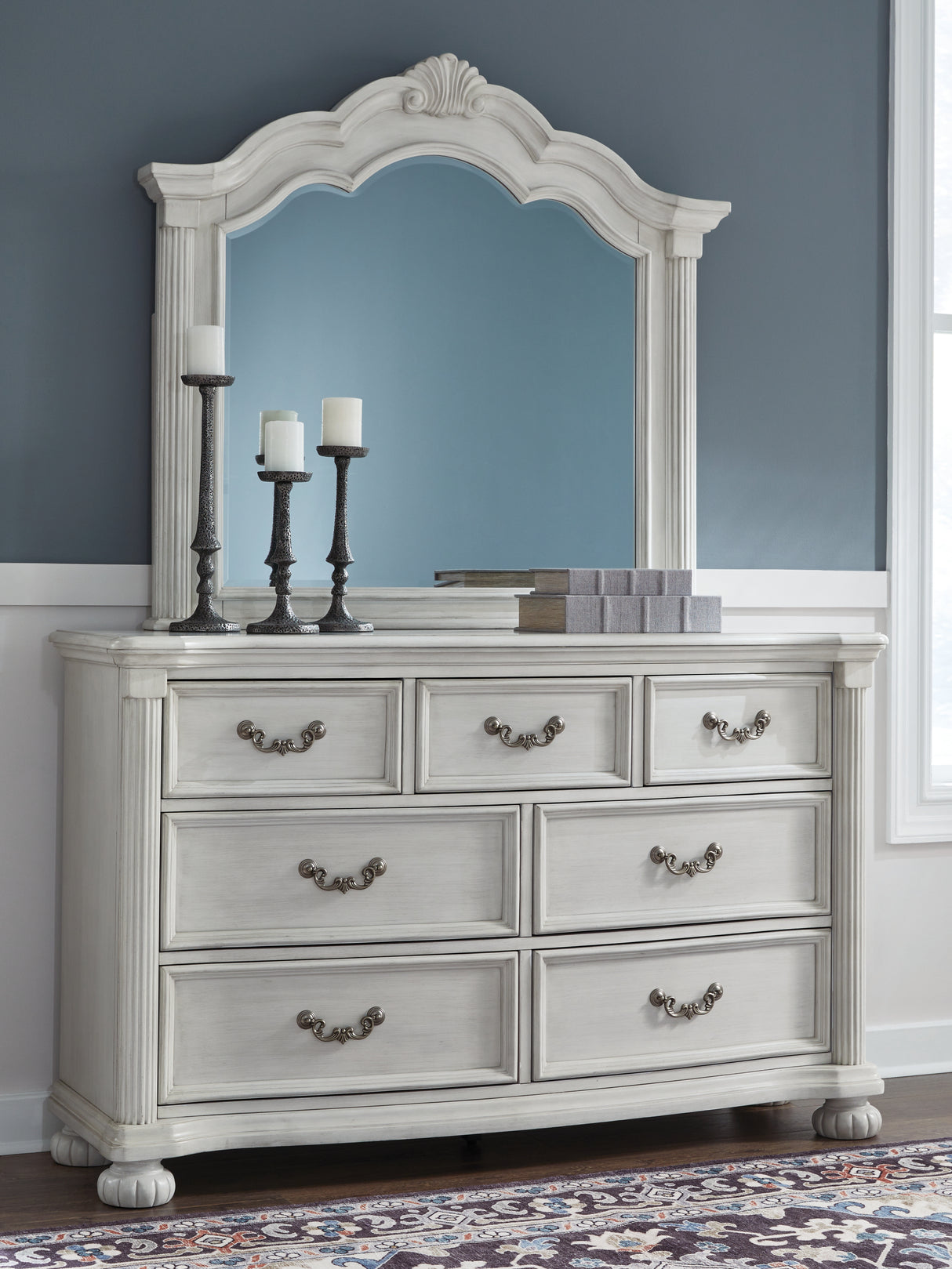 Furniture City Biloxi - Ashley Furniture - Montelaine Bedroom - Dresser and Mirror / Antique White - B795B1