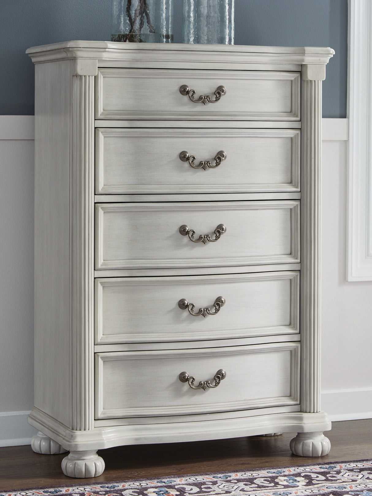 Furniture City Biloxi - Ashley Furniture - Montelaine Bedroom - Five Drawer Chest / Antique White - B795-46