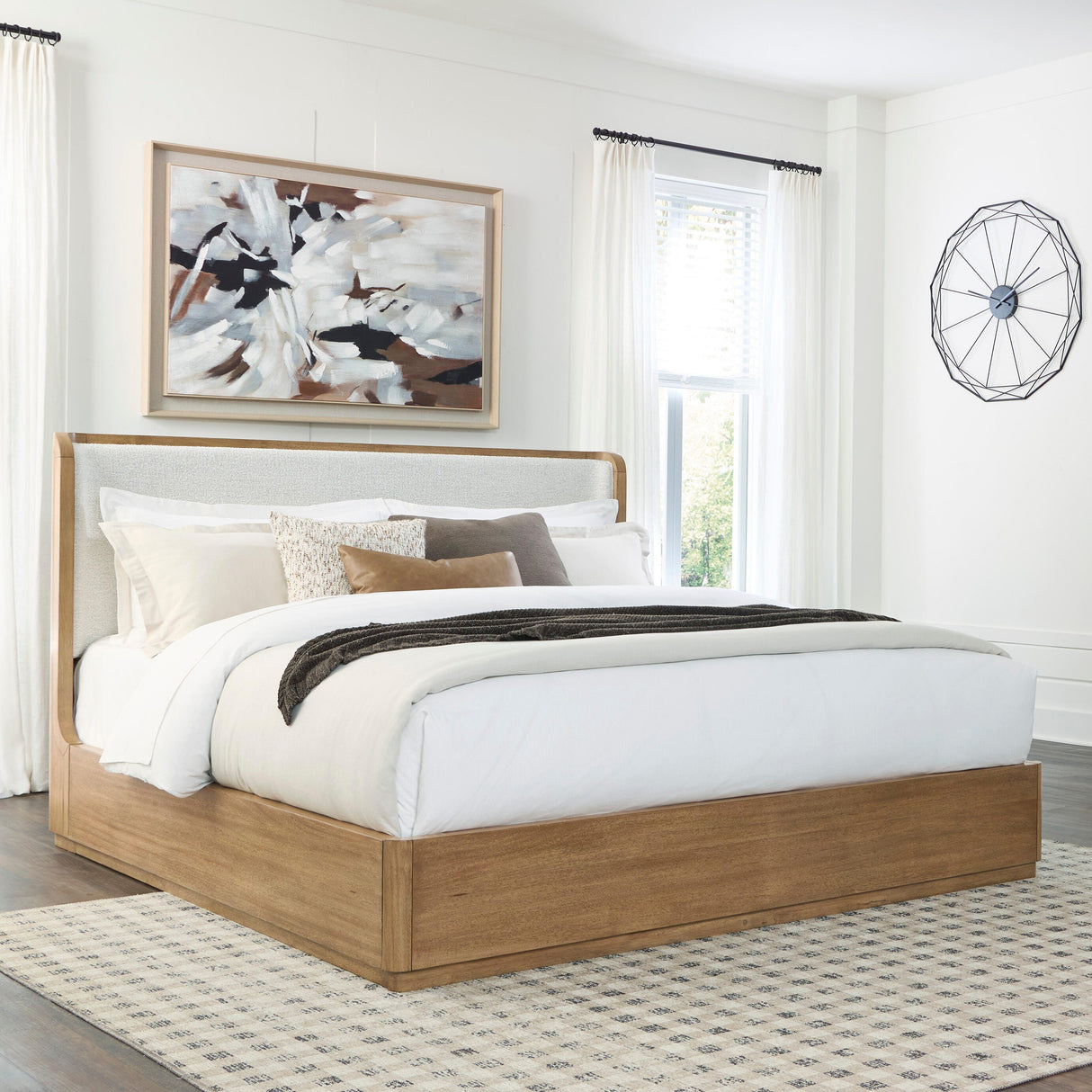 Furniture City Biloxi - Ashley Furniture - Pamaria Bedroom - California King Upholstered Panel Bed / Light Brown - PCB802B8