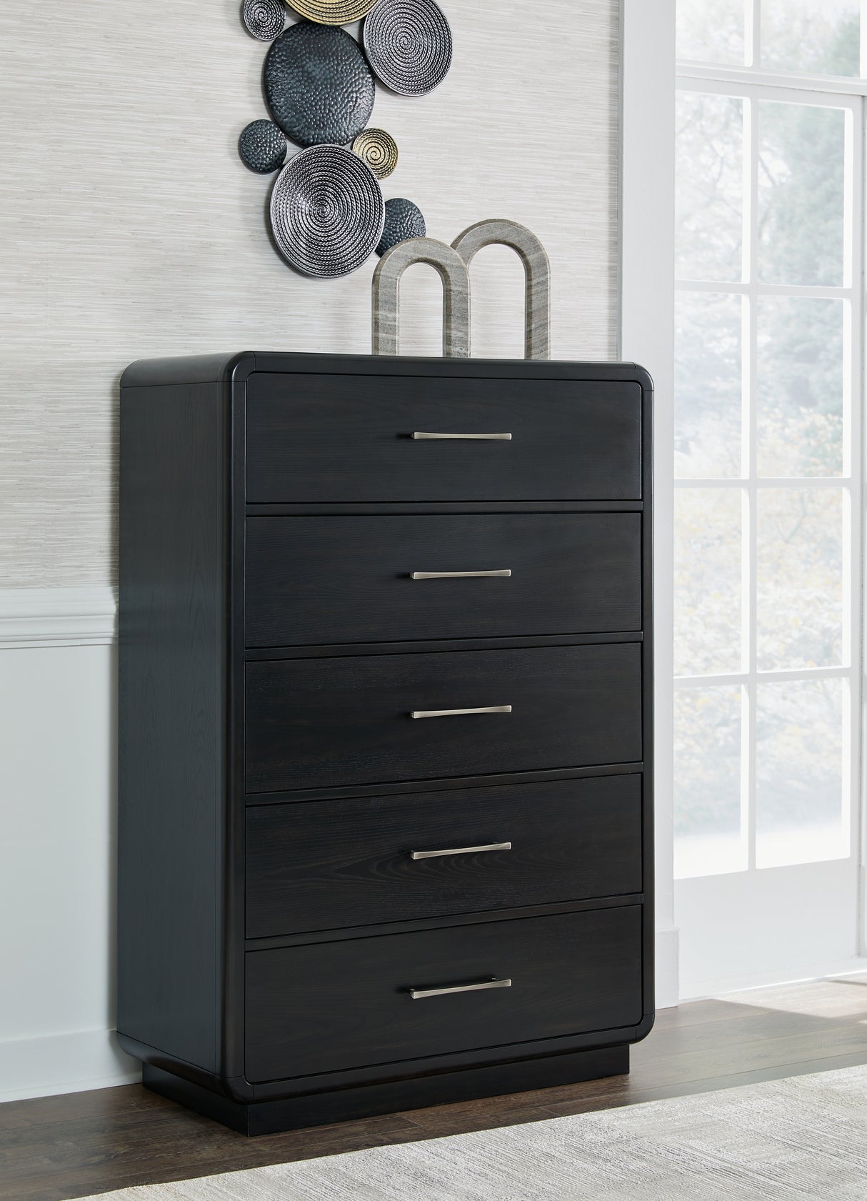 Furniture City Biloxi - Ashley Furniture - Rowanbeck Bedroom - Five Drawer Chest / Black - B821-46