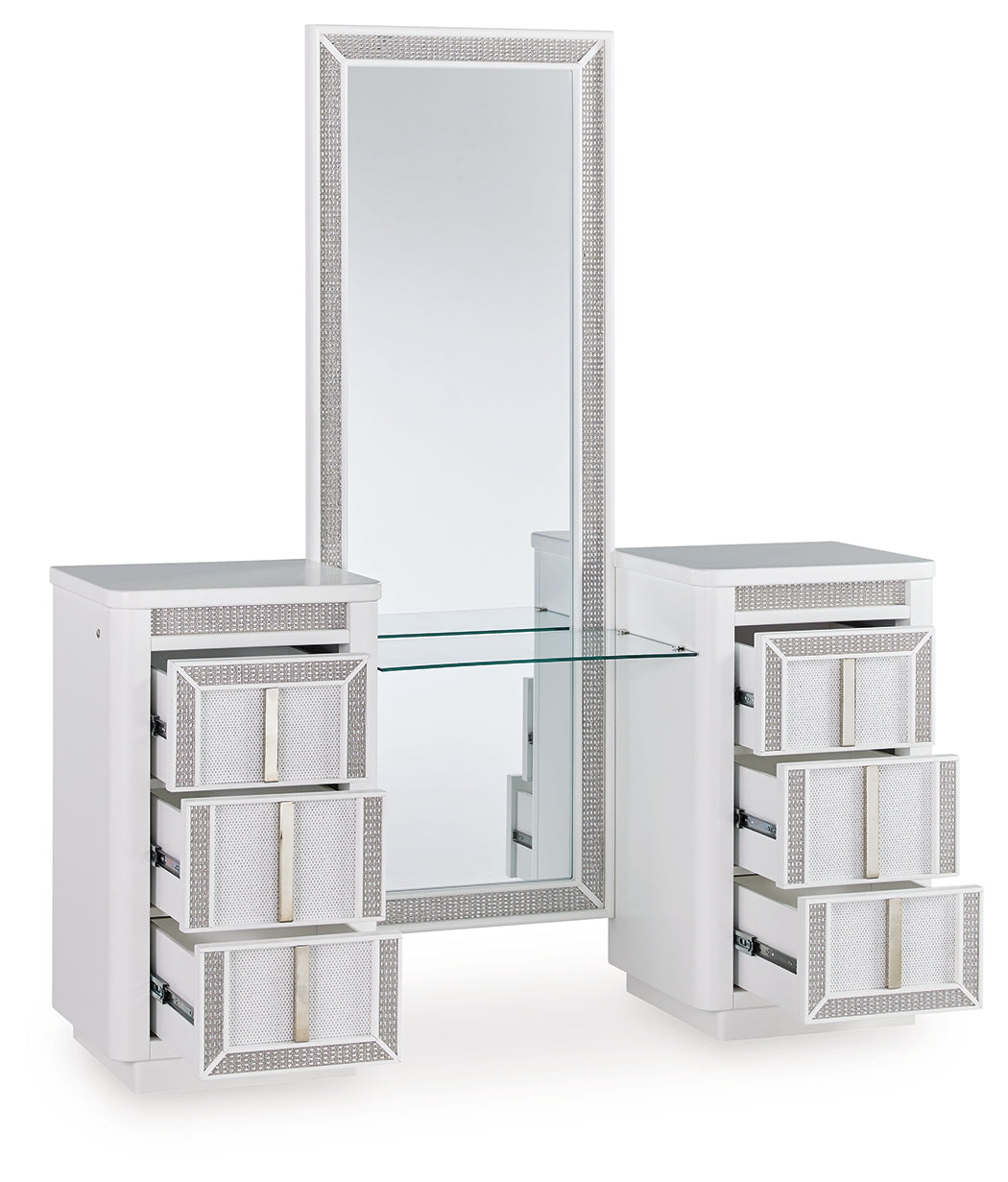 Furniture City Biloxi - Ashley Furniture - Chalanna Vanity with Mirror - Vanity with Mirror / White - B822B7