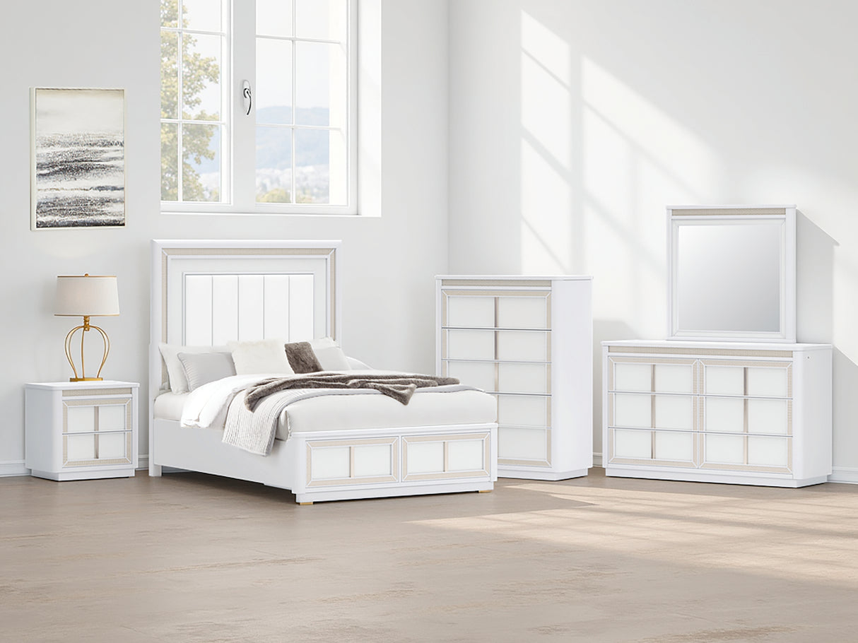 Furniture City Biloxi - Ashley Furniture - Chalanna Bedroom - Queen Upholstered Storage Bed / White - B822B2
