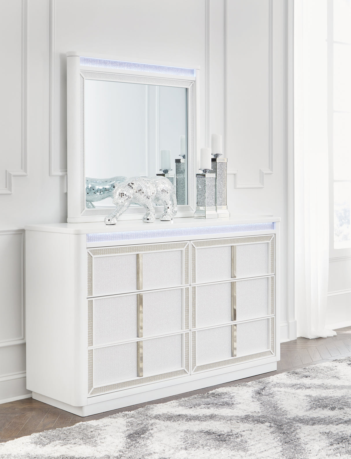Furniture City Biloxi - Ashley Furniture - Chalanna Bedroom - Dresser and Mirror / White - B822B1
