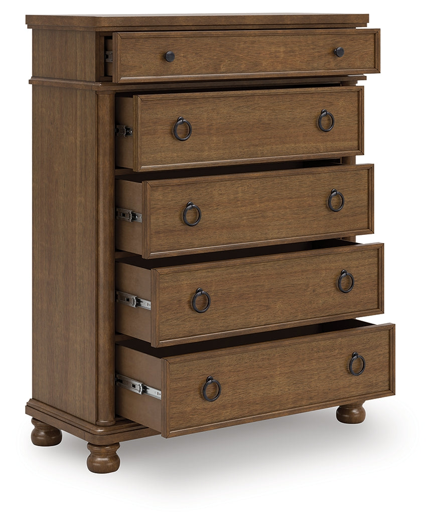 Furniture City Biloxi - Ashley Furniture - Rowlenstown Bedroom - Five Drawer Chest / Brown - PCB824-46