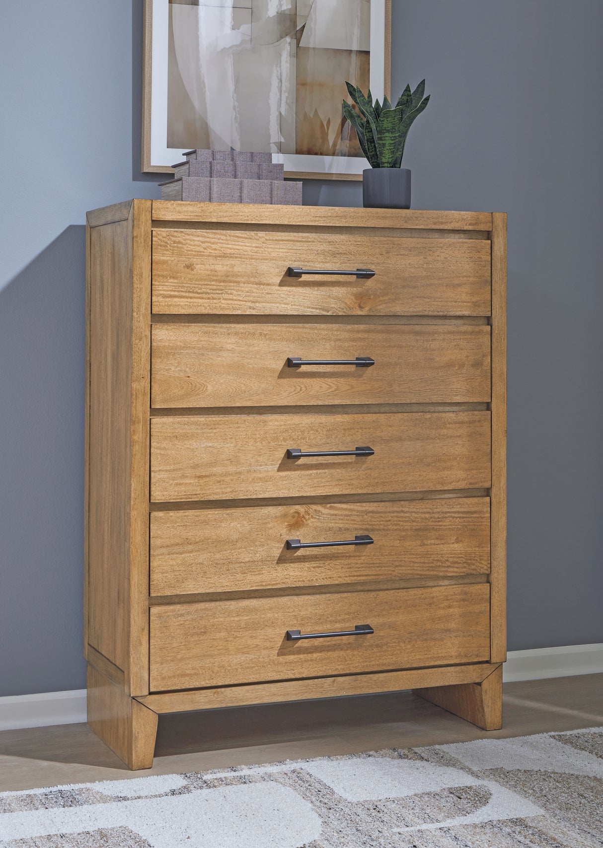 Furniture City Biloxi - Ashley Furniture - Sherbana Bedroom - Five Drawer Chest / Light Brown - B833-46