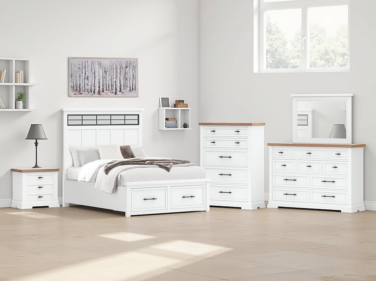 Furniture City Biloxi - Ashley Furniture - Ashbryn Bedroom - Queen Panel Storage Bed / White/Natural - B844B2